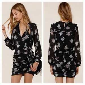 Heartloom Anthea Long Sleeve Black Floral‎ Mini Dress